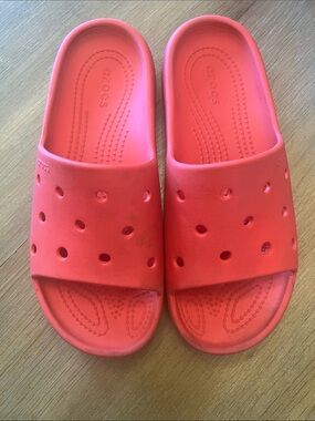 CROCS Red Slide Sandals size 6mens 8 women